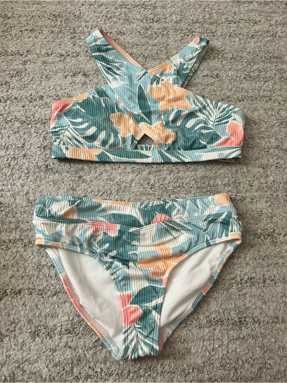 Girls Abercrombie Tropical 🌴 Swimsuit Bikini 👙 Set Size 11/12